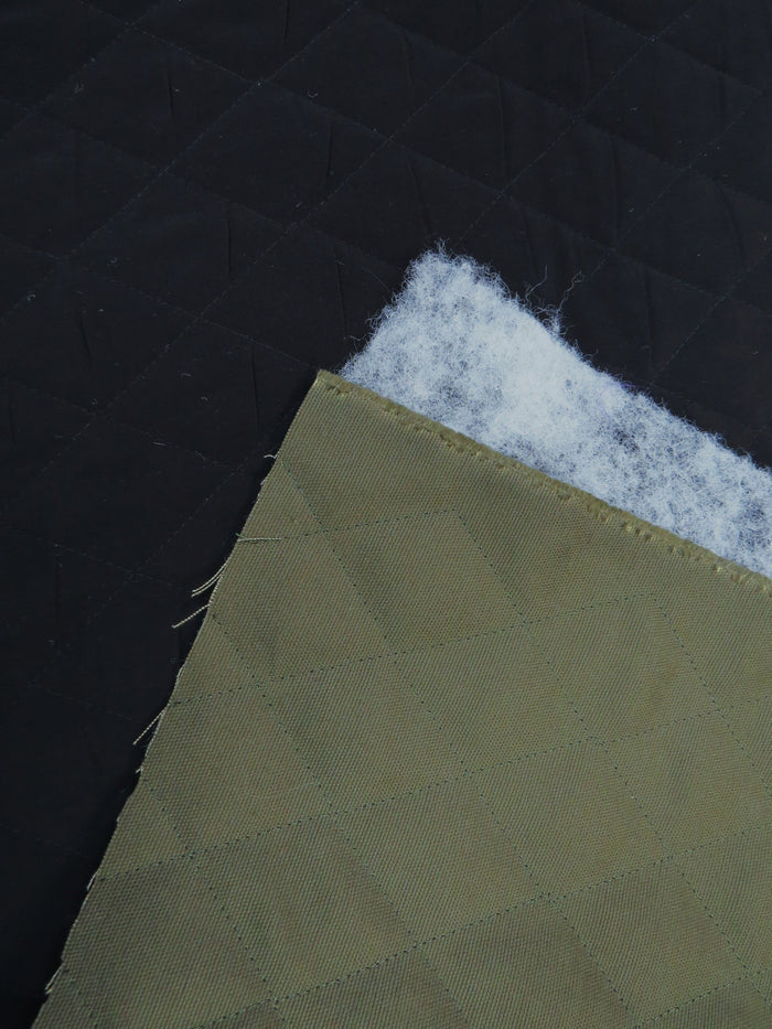 12 oz Cotton Canvas DOUBLE SIDED BATTING w peach skin fabric - ARMY GREEN/Black