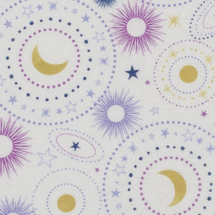 3 Flannel Fat Quarters Out of the World Celestial Little Feet Boutique Pink Purple Precut 18" x 21" Baby