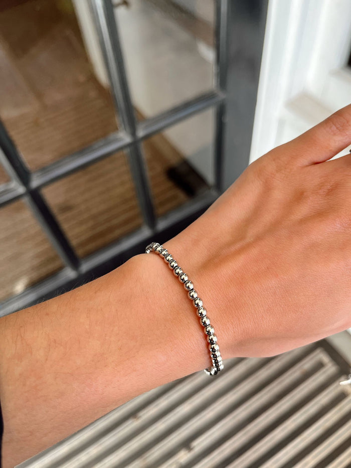 4MM Beaded Ball Bracelet in Silver - Madison's Niche