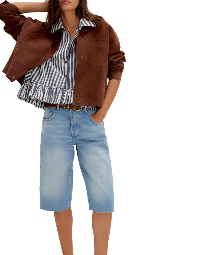 Bailey Stripe Shirt in Navy - Madison's Niche