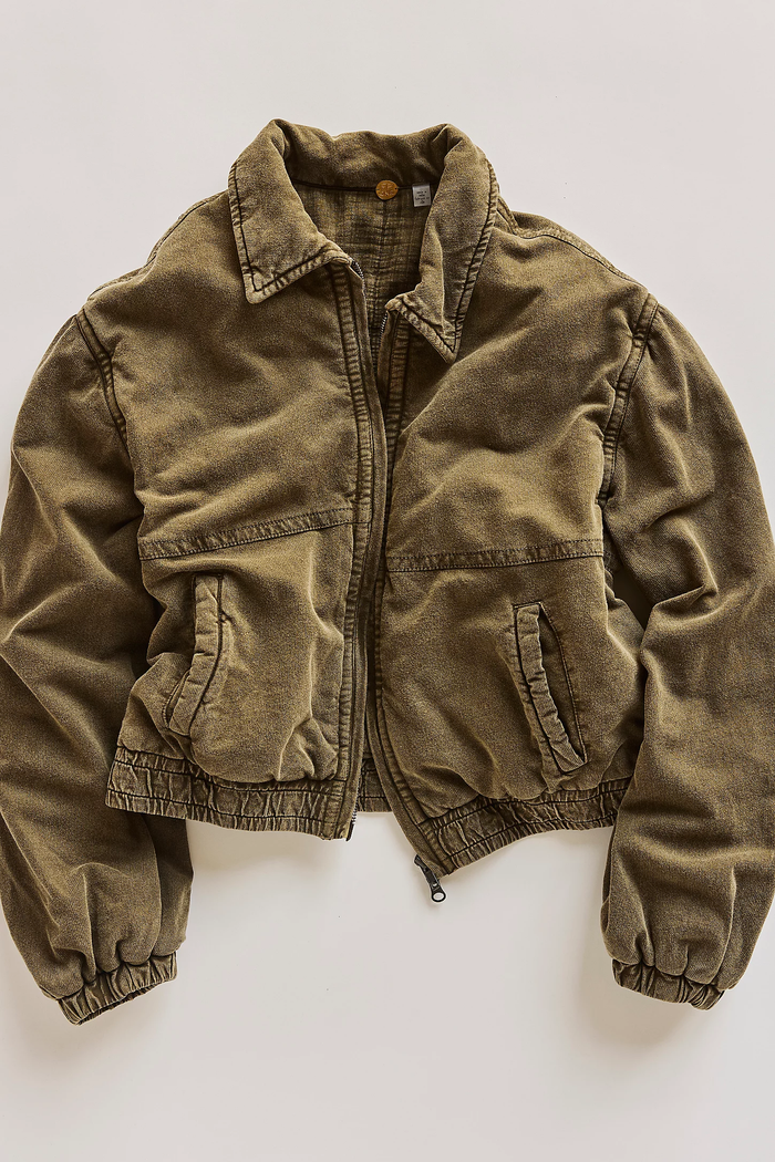 Birdie Washed Jacket in Olive Green