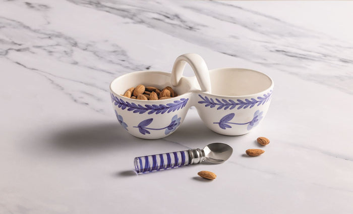 Blue Floral Double Tidbit - Madison's Niche