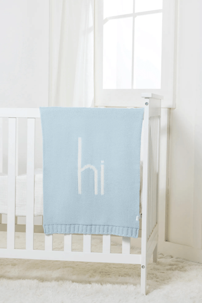 Blue Hi Baby Blanket - Madison's Niche