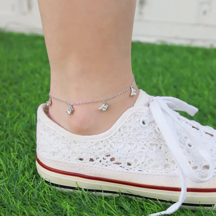 Butterfly Anklet in Silver - Madison's Niche