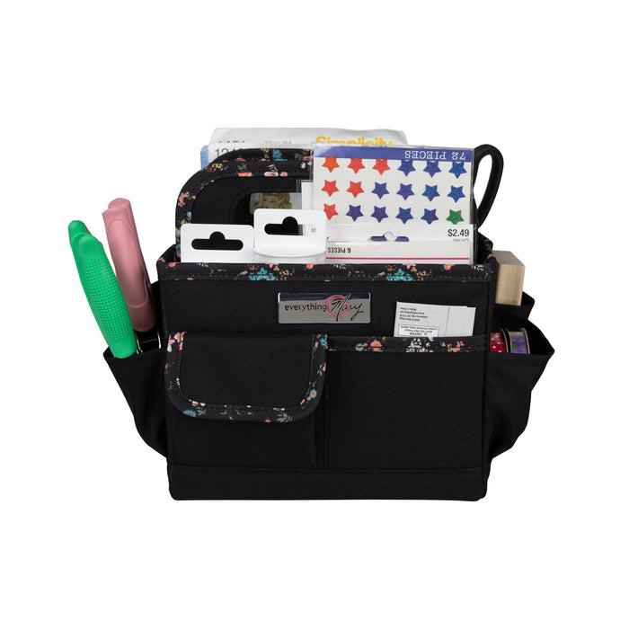 Collapsible Desktop Craft Caddy, Black & Floral