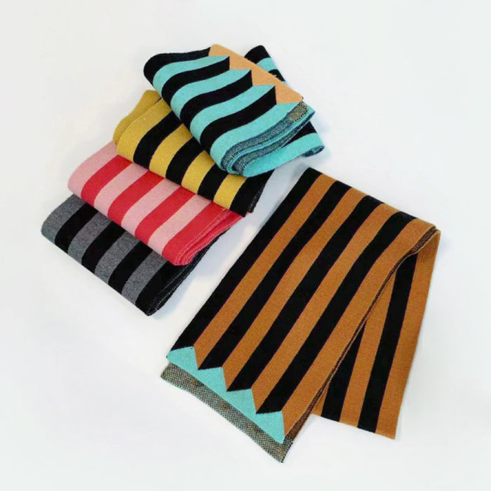 Front view of ColorPop Striped Scarf, ideal for everyday styling and weekend outings.