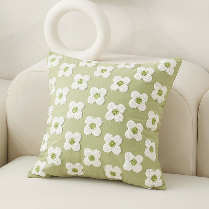 Front view of Elegant Vibe Pillow Cover with flowers pattern.