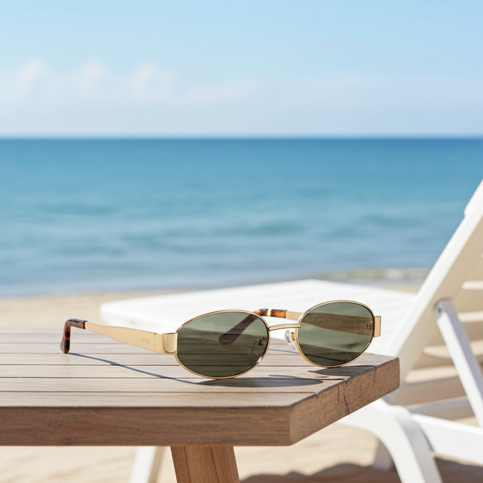 Faye Oval Frame Sunglasses in Green