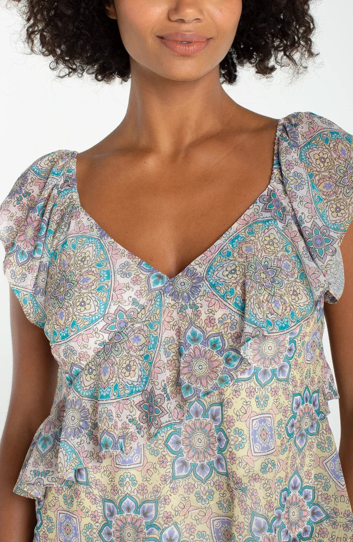 Flutter Sleeve Draped Blouse - Madison's Niche