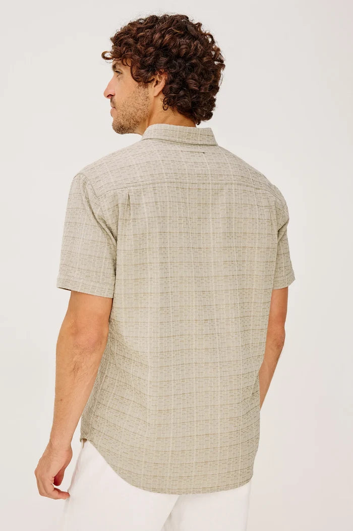 Gavin Button Down in Taupe Cream - Madison's Niche