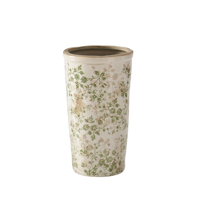 Green Floral Tall Pot - Madison's Niche