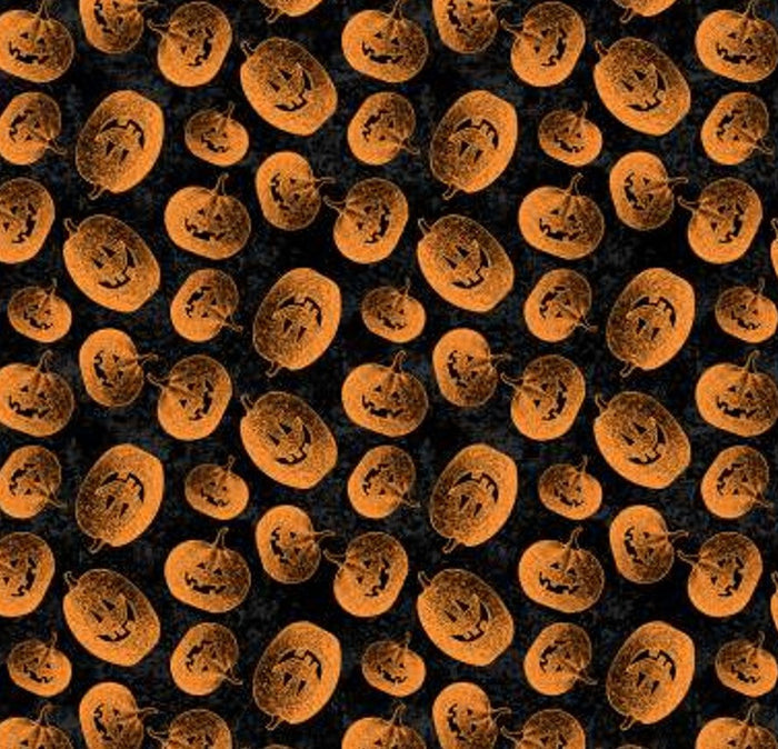 Halloween Orange Tossed Jack o' Lanterns on Black