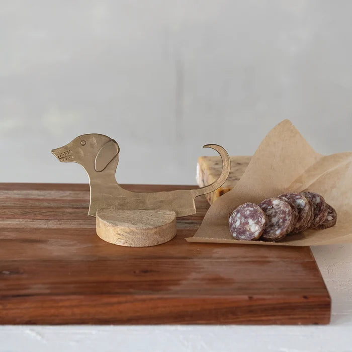Hand-Forged Metal Cheese Knife with Mango Wood Stand - Madison's Niche