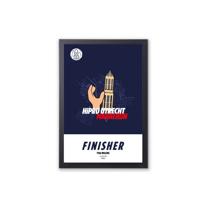 HiPRO Utrecht Marathon - Framed Finisher Poster - Dom Tower 30x45