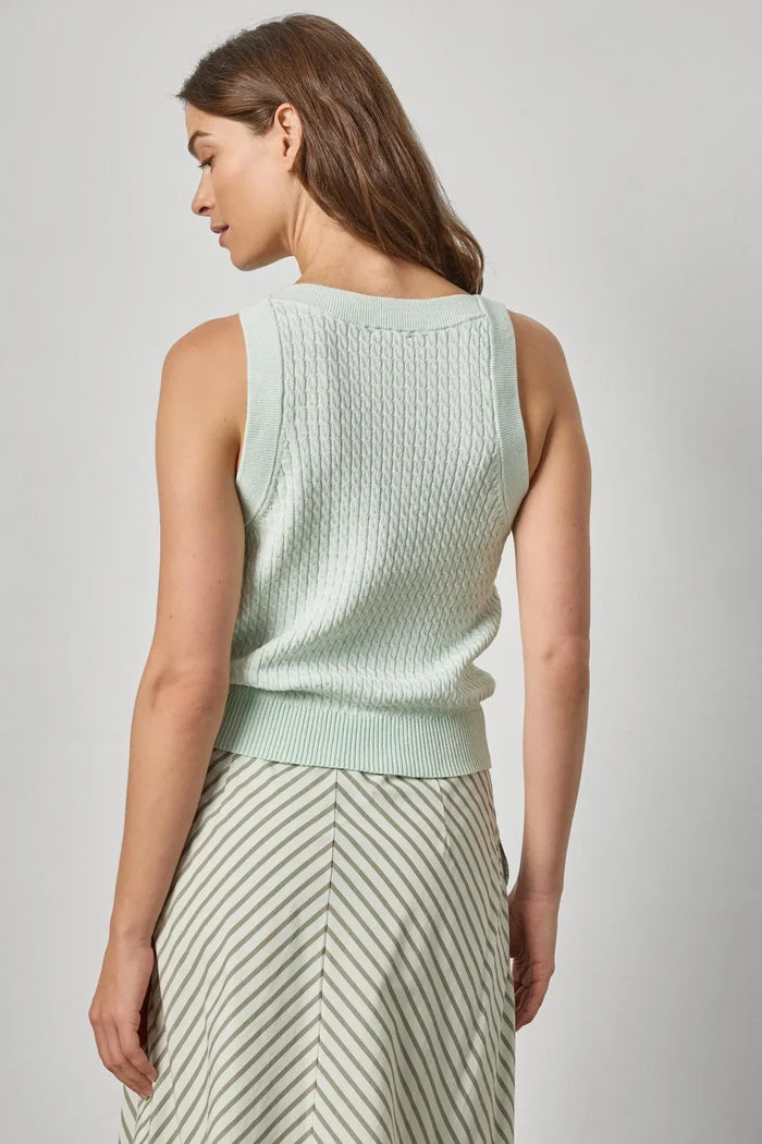 Mini Cable Knit Tank in Mist - Madison's Niche