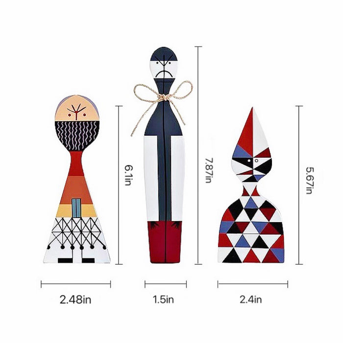 Detailed Dimensions of Modern Abstract Wooden Figurines.