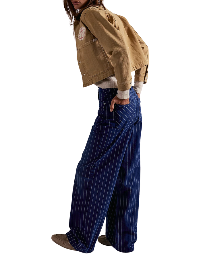 Nia Striped Boyfriend Jeans in Indigo - Madison's Niche
