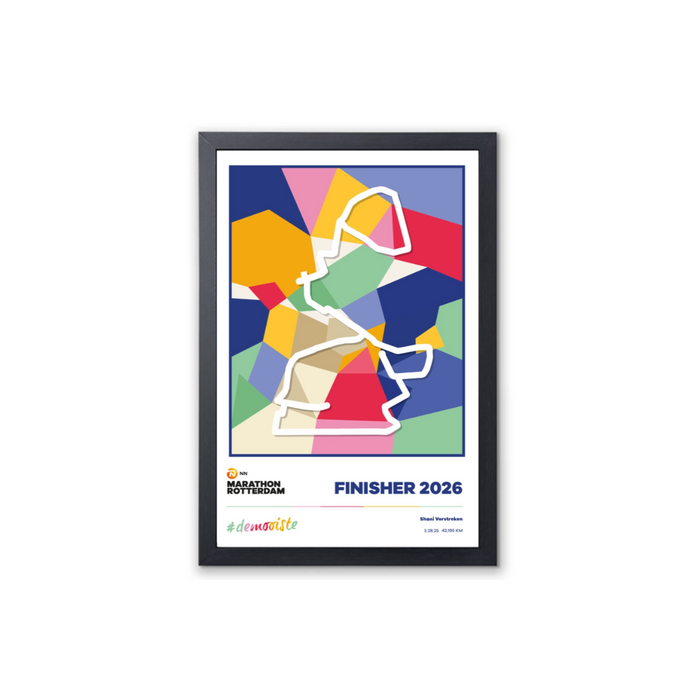 NN Marathon Rotterdam - Framed poster finisher marathon logo & parcours 30x45cm