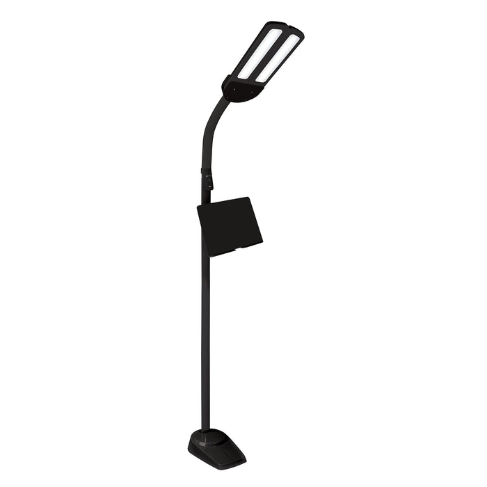 OttLite Dual Shade LED Floor Lamp with USB Charging Station Black
