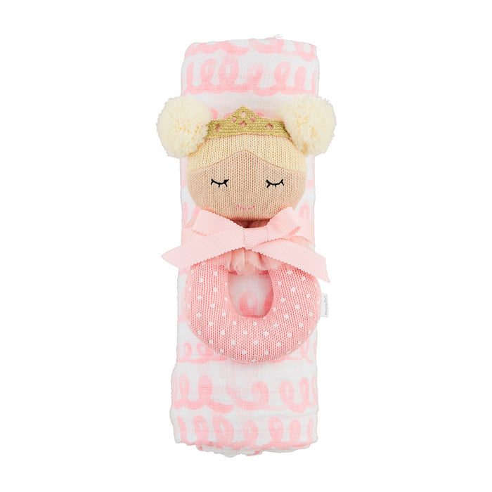 Pink Swirl Swaddle & Rattle Set - Madison's Niche