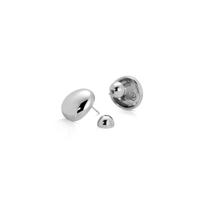 Polished Pebble Stud Earrings in Silver - Madison's Niche