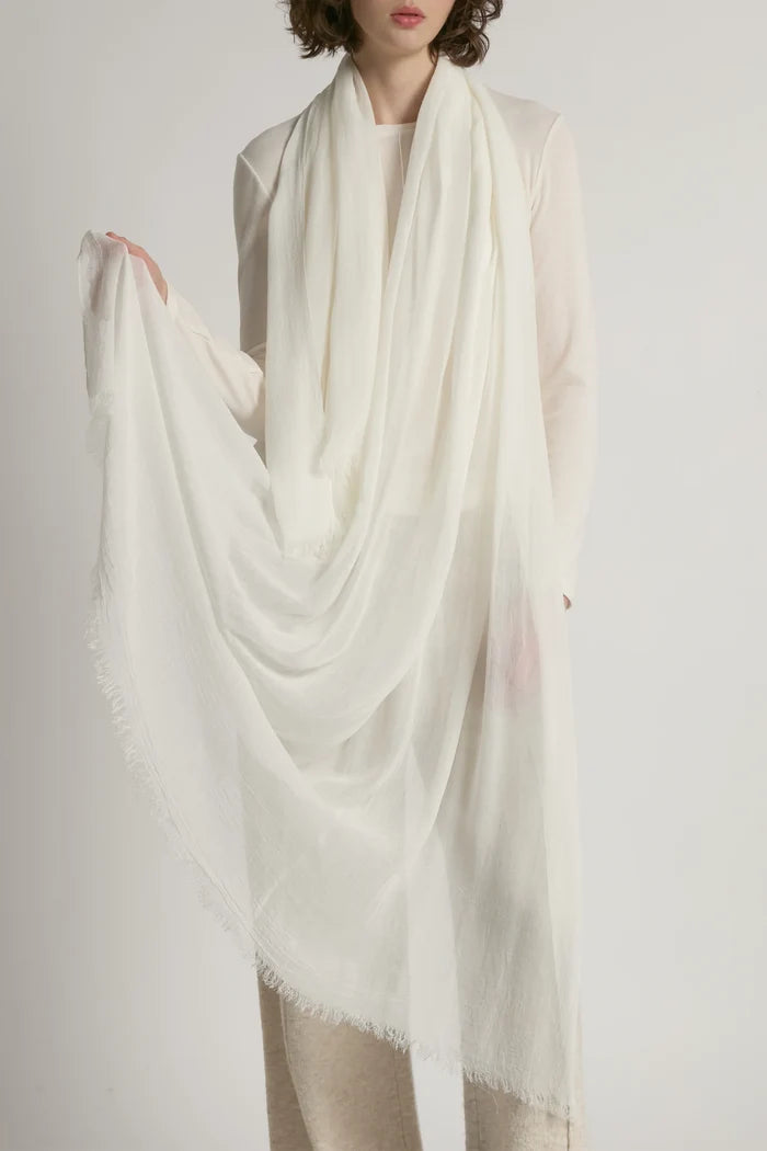 Sheer Cotton Long Scarf in Lace White - Madison's Niche