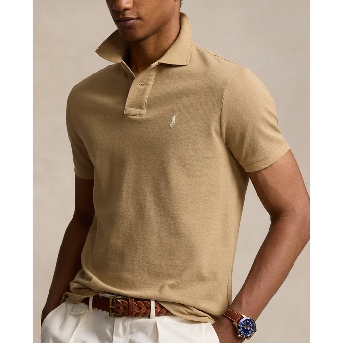 Short Sleeve Mesh Polo in Cafe Tan - Madison's Niche