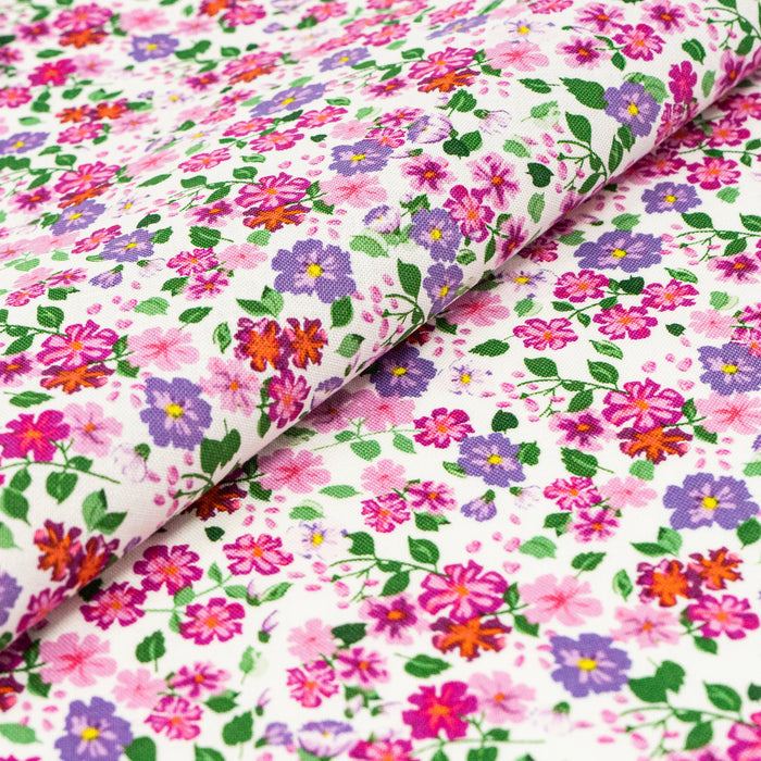 SINGER® Fabric, 100% Cotton, 44 Inch Wide, Packed Pink Flowers, Cut by the Yard