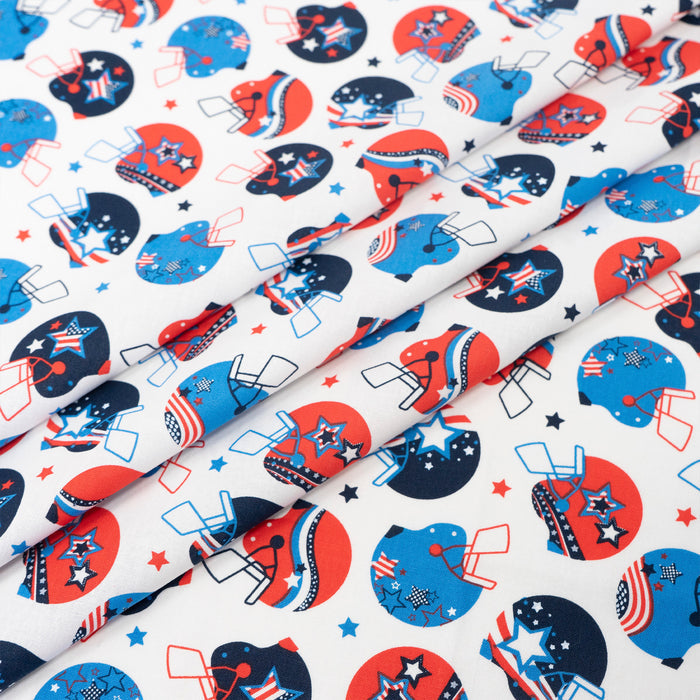 SINGER® Fabric, 100% Cotton, Patriotic Football Helmets, Cut by the Yard