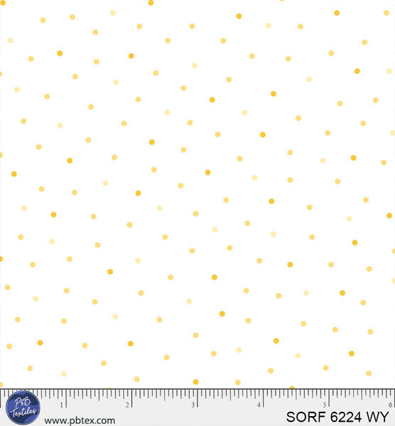Sorbet Flannel White With Yellow Tonal Dots Cotton 44" / 45" Fabric per yard