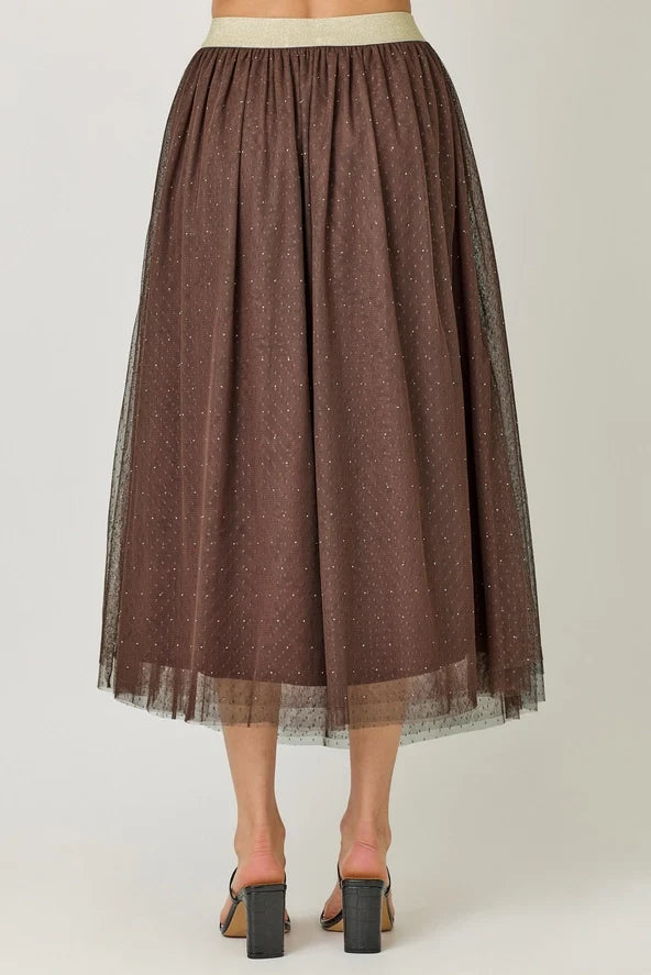 Sparklet Tulle Skirt in Dark Chocolate - Madison's Niche