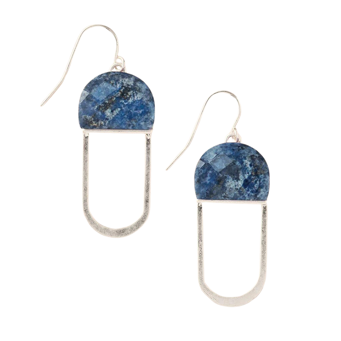 Stone Chandelier Earrings in Lapis - Madison's Niche