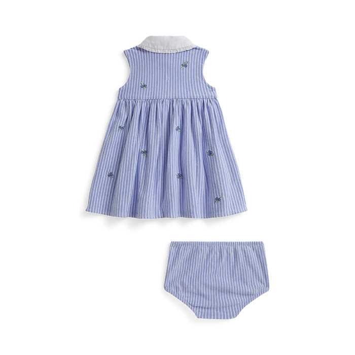 Striped Ruffle Dress in Blue - Madison's Niche