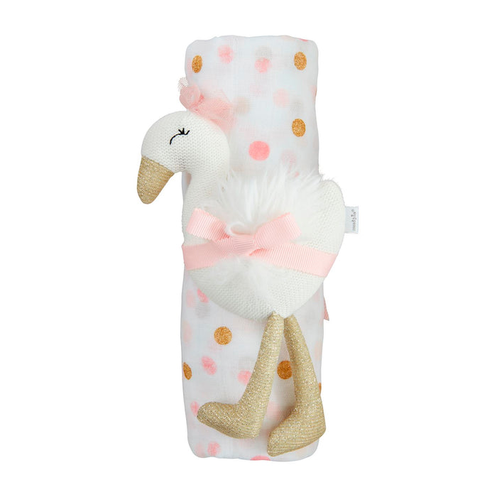 Swan Swaddle And Rattle Set - Madison's Niche
