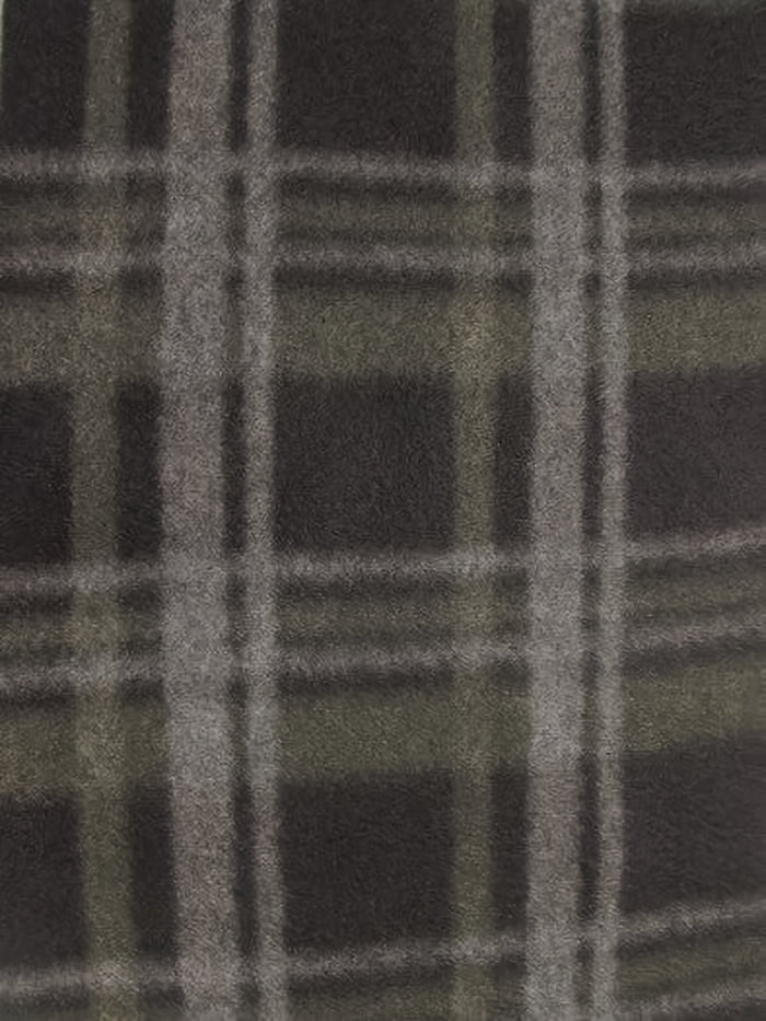Tartan Plaid Polar Fleece Fabric / Olive/Black / Sold By The Yard||color:Olive/Black