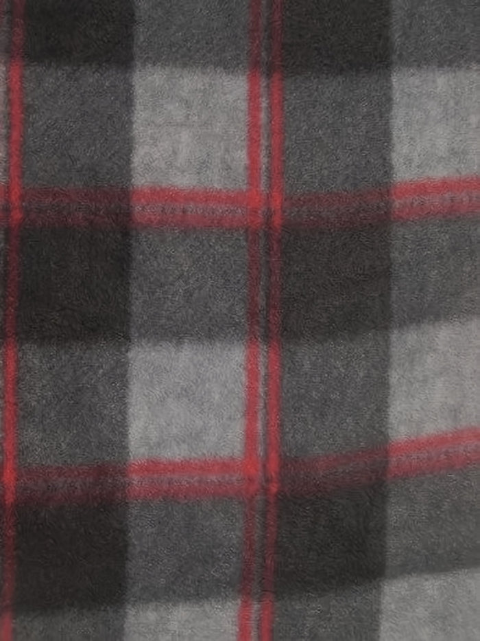 Tartan Plaid Polar Fleece Fabric / Red/Black / Sold By The Yard||color:Red/Black