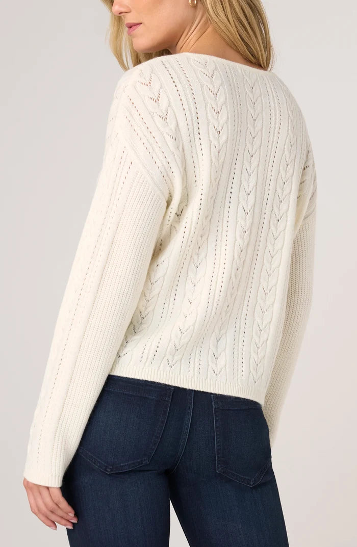 V-neck Drop Shoulder Sweater in Cream
