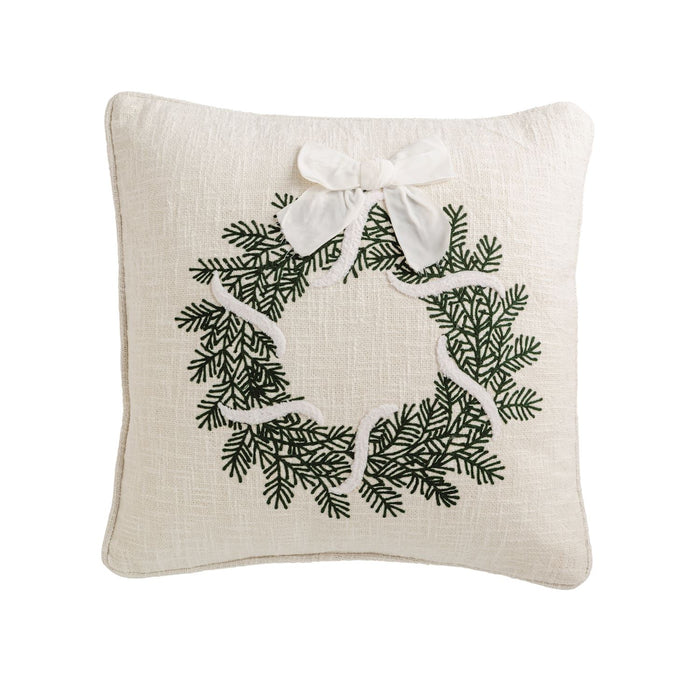 Wreath White Christmas Pillow