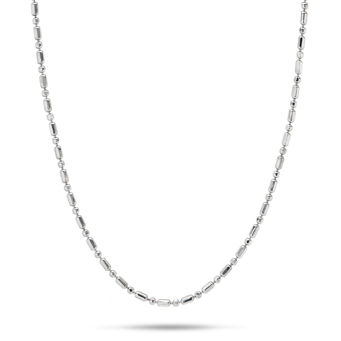 1.0mm Ball Bar Chain in Sterling Silver on a white background