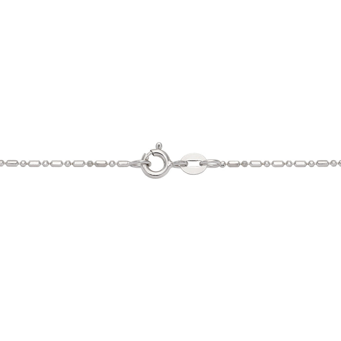 1.0mm Ball Bar Chain in Sterling Silver with O-Ring Clasp on a white background