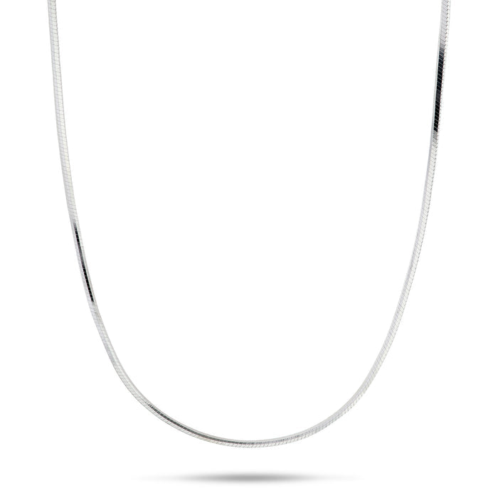 1.0mm Snake Chain in Sterling Silver on a white background