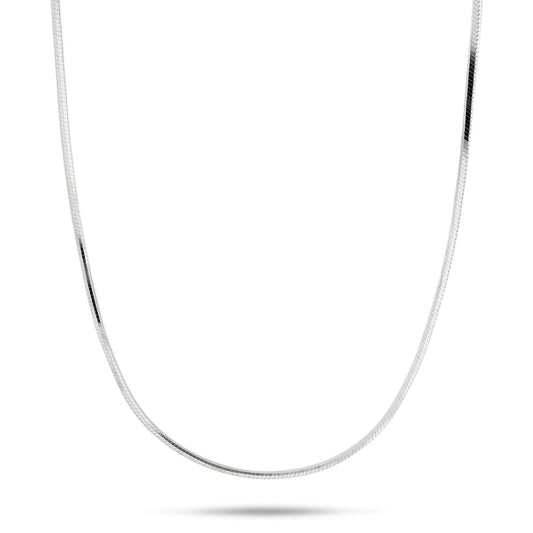 1.0mm Snake Chain in Sterling Silver on a white background