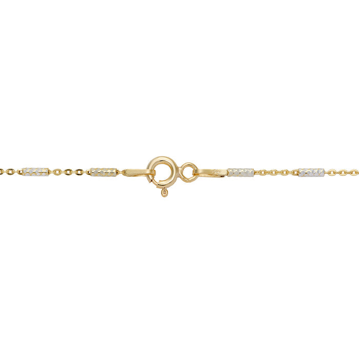 1.0mm Tube Chain in Yellow Gold and Sterling Silver with O-Ring Clasp on a white background
