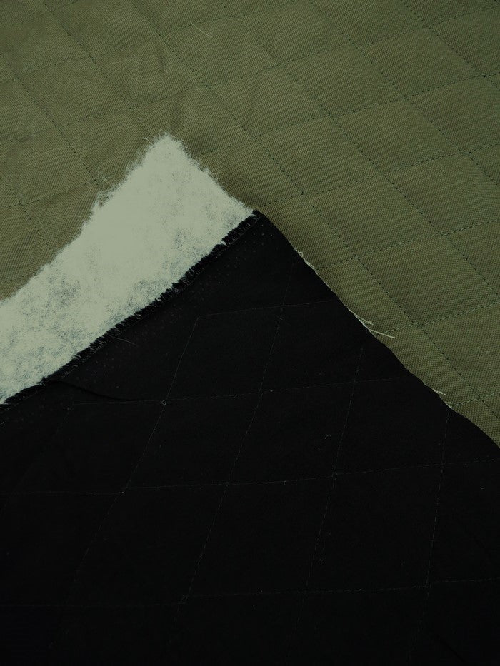12 oz Cotton Canvas DOUBLE SIDED BATTING w peach skin fabric - ARMY GREEN/Black