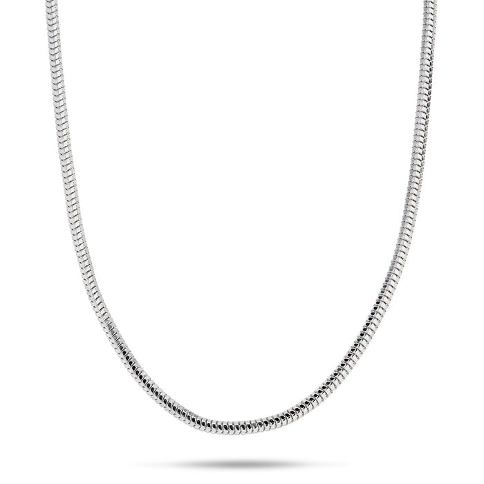 1.4mm Snake Chain in Sterling Silver on a white background