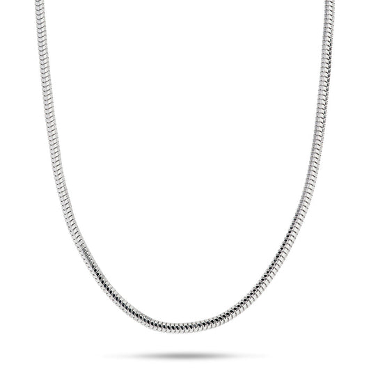 1.4mm Snake Chain in Sterling Silver on a white background