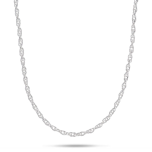 1.5mm Double Rope Chain in Sterling Silver on a white background