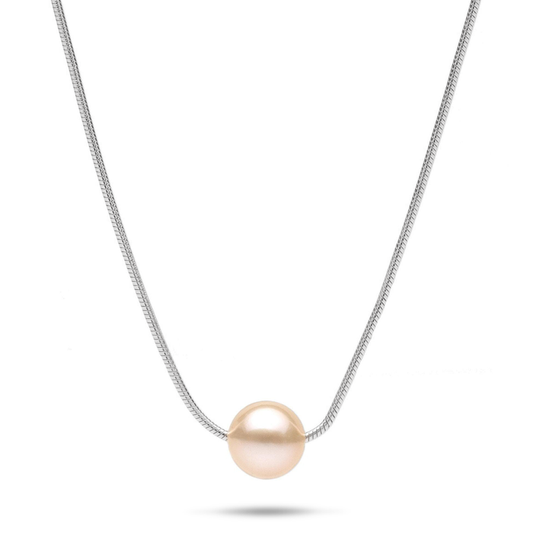 7-8mm Freshwater Pearl slider 18" Necklace in Sterling Silver on a white background