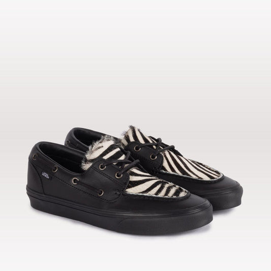 2 Eyelet Boat Shoe- Pony Hair Black