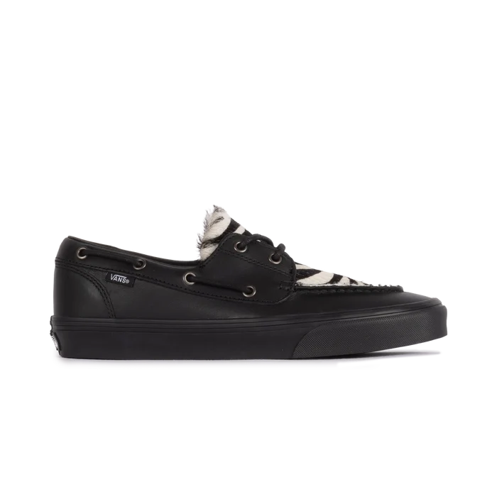 2 Eyelet Boat Shoe- Pony Hair Black